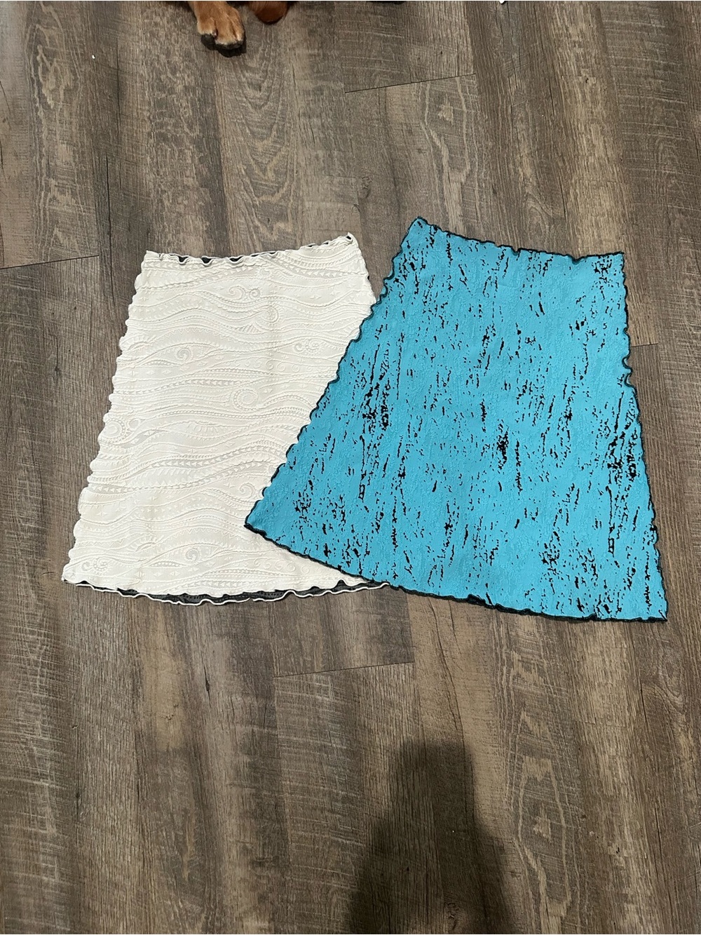 White Eyelet Mini Skirt and Turquoise Textured Mini Skirt Set